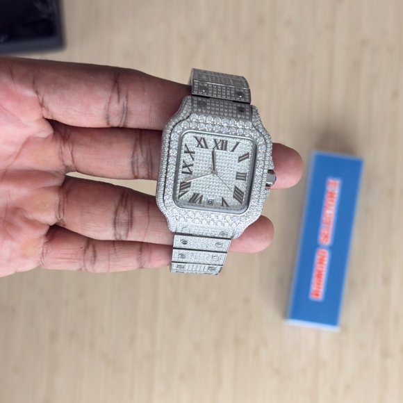 Hip Hop Bling - Moissanite VVS Iced Out Baller Square Steel Bust Down Watch - Picture 6 of 11